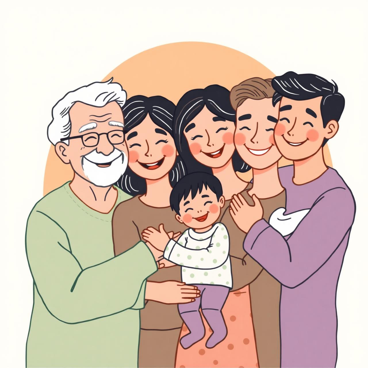A warm multi-generational family embracing